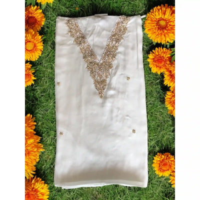 Cream Zardosi Modal Silk Embroidered Kurti