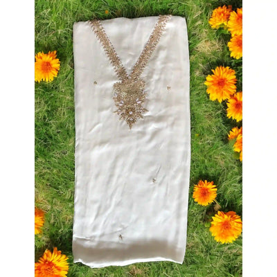 Cream Zardosi Modal Silk Embroidered Kurti