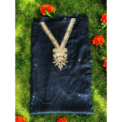 Blue Zardosi Modal Silk Embroidered Kurti