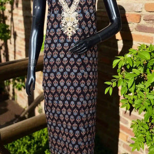 Ajrakh Zardosi Work Kurti – Handcrafted Elegance
