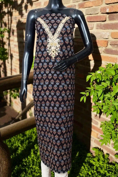 Ajrakh Zardosi Work Kurti – Handcrafted Elegance