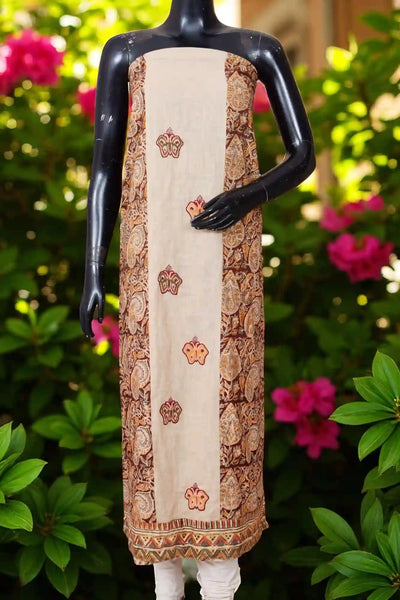 Kalamkari block printed panelled kurti with appliqué centre panel in cotton, available up to size 5XL