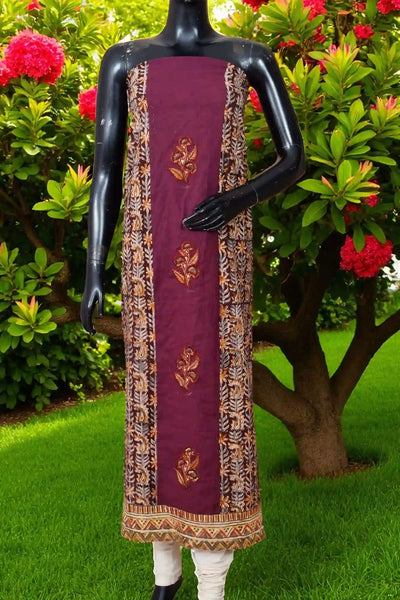 Kalamkari block printed panelled kurti with appliqué centre panel in cotton, available up to size 5XL
