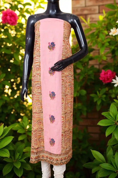 Kalamkari block printed panelled kurti with appliqué centre panel in cotton, available up to size 5XL