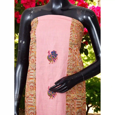 Kalamkari block printed panelled kurti with appliqué centre panel in cotton, available up to size 5XL