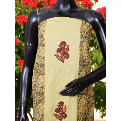 Kalamkari block printed panelled kurti with appliqué centre panel in cotton, available up to size 5XL