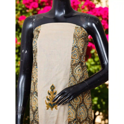 Kalamkari block printed panelled kurti with appliqué centre panel in cotton, available up to size 5XL