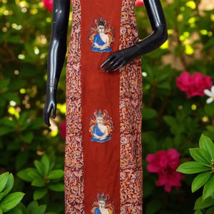 Kalamkari block printed panelled kurti with appliqué centre panel in cotton, available up to size 5XL