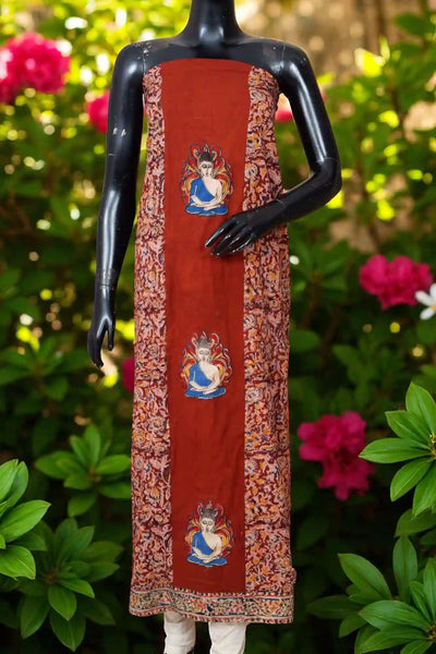 Kalamkari block printed panelled kurti with appliqué centre panel in cotton, available up to size 5XL