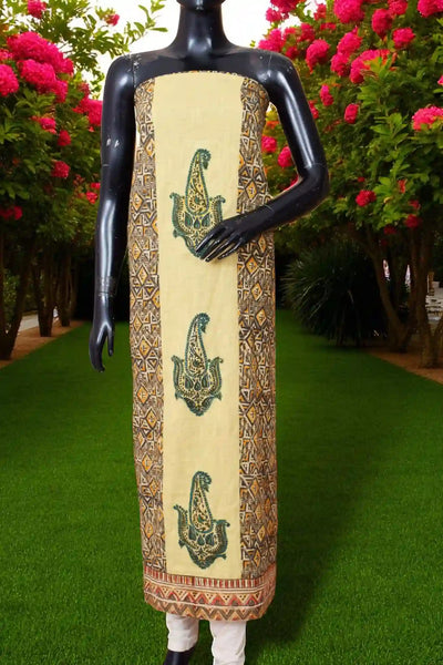 Kalamkari block printed panelled kurti with appliqué centre panel in cotton, available up to size 5XL