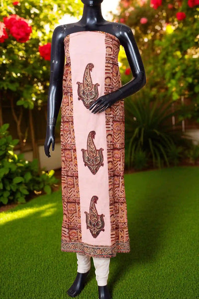 Kalamkari block printed panelled kurti with appliqué centre panel in cotton, available up to size 5XL