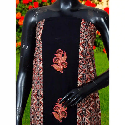 Kalamkari block printed panelled kurti with appliqué centre panel in cotton, available up to size 5XL
