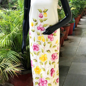 Unique hand-painted kurti fabric in soft cotton