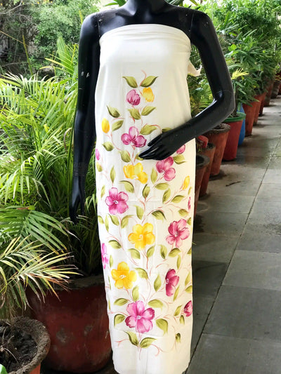 Unique hand-painted kurti fabric in soft cotton