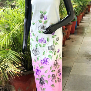 Unique hand-painted kurti fabric in soft cotton