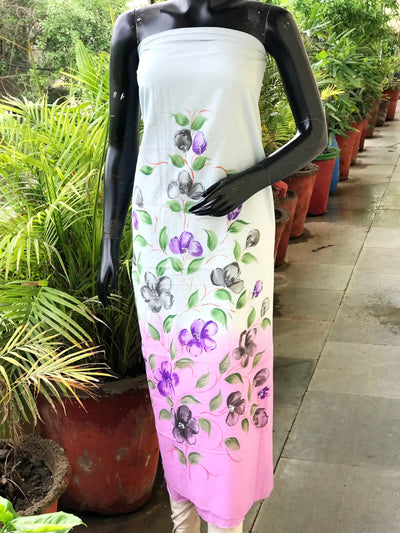 Unique hand-painted kurti fabric in soft cotton