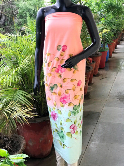 Unique hand-painted kurti fabric in soft cotton