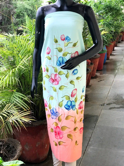 Unique hand-painted kurti fabric in soft cotton