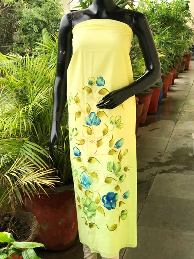 Unique hand-painted kurti fabric in soft cotton