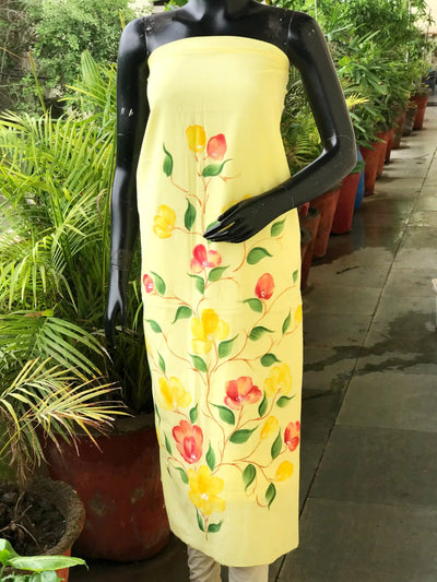 Unique hand-painted kurti fabric in soft cotton