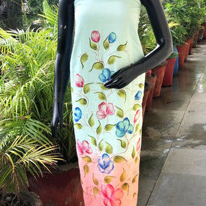 Unique hand-painted kurti fabric in soft cotton