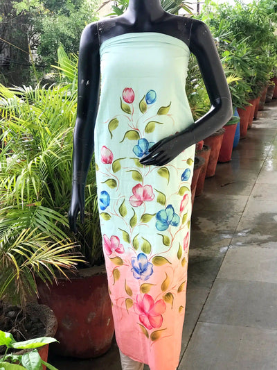 Unique hand-painted kurti fabric in soft cotton