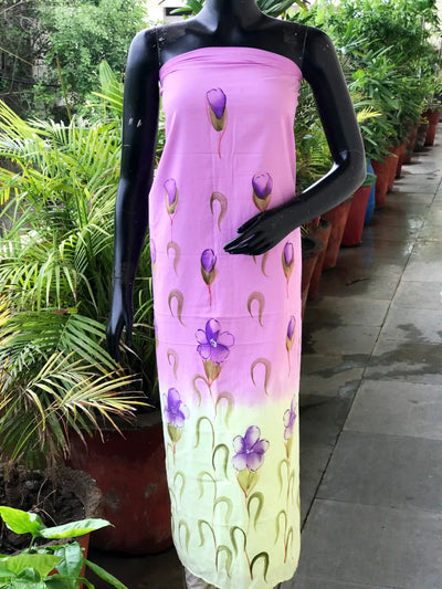 Unique hand-painted kurti fabric in soft cotton