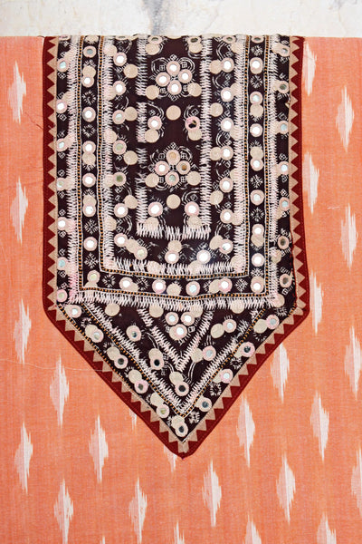 Ikat Kutch Old Work Kurti fabric with hand embroidery