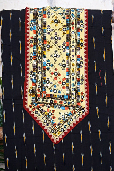 Ikat Kutch Old Work Kurti fabric with hand embroidery