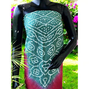 Dola Silk Bandhani Kurti Fabric – Handcrafted Tie-Dye Cotton Silk with Sheen, 3m