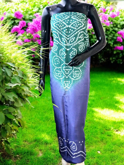 Dola Silk Bandhani Kurti Fabric – Handcrafted Tie-Dye Cotton Silk with Sheen, 3m