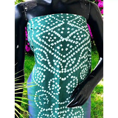 Dola Silk Bandhani Kurti Fabric – Handcrafted Tie-Dye Cotton Silk with Sheen, 3m