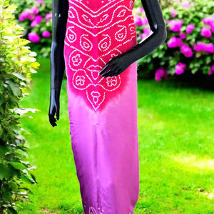 Dola Silk Bandhani Kurti Fabric – Handcrafted Tie-Dye Cotton Silk with Sheen, 3m