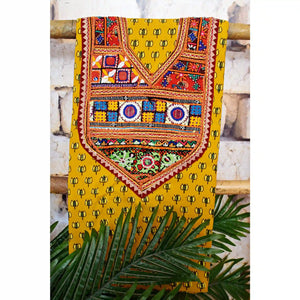 Yellow Ajrakh Vintage Kutch Work Kurti