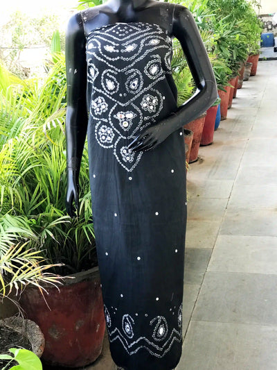 Bandhani cotton kurti fabric with handcrafted mirror work – 2.5m designer fabric