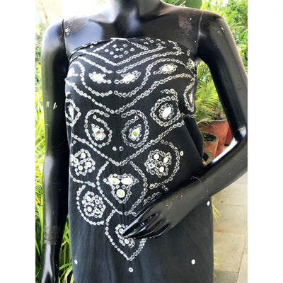 Bandhani cotton kurti fabric with handcrafted mirror work – 2.5m designer fabric