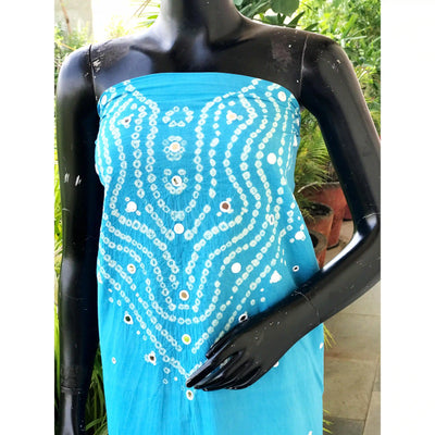 Bandhani cotton kurti fabric with handcrafted mirror work – 2.5m designer fabric