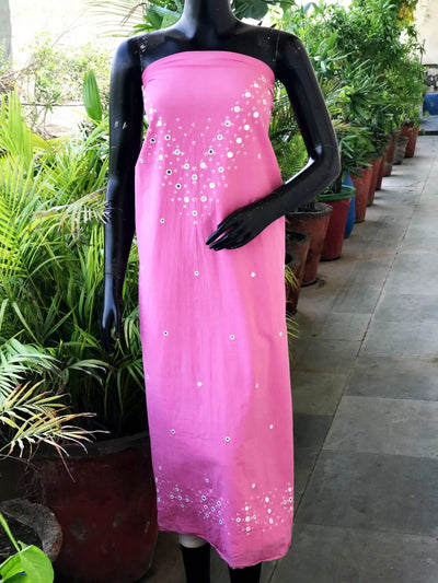 Bandhani cotton kurti fabric with handcrafted mirror work – 2.5m designer fabric