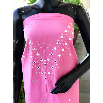 Bandhani cotton kurti fabric with handcrafted mirror work – 2.5m designer fabric