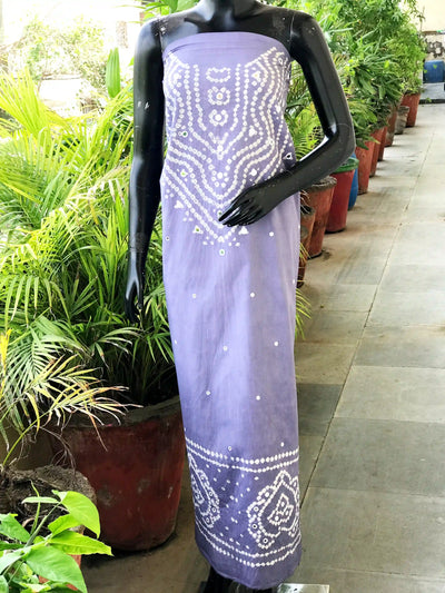 Bandhani cotton kurti fabric with handcrafted mirror work – 2.5m designer fabric