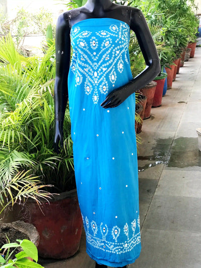 Bandhani cotton kurti fabric with handcrafted mirror work – 2.5m designer fabric