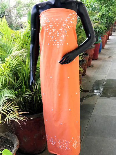 Bandhani cotton kurti fabric with handcrafted mirror work – 2.5m designer fabric