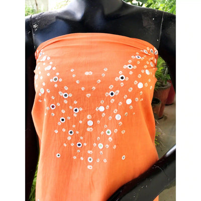 Bandhani cotton kurti fabric with handcrafted mirror work – 2.5m designer fabric