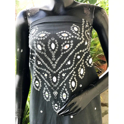 Bandhani cotton kurti fabric with handcrafted mirror work – 2.5m designer fabric