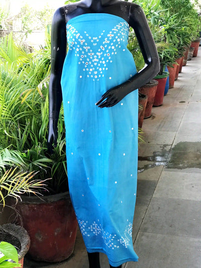 Bandhani cotton kurti fabric with handcrafted mirror work – 2.5m designer fabric