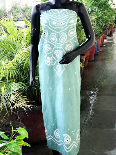 Bandhani cotton kurti fabric with handcrafted mirror work – 2.5m designer fabric