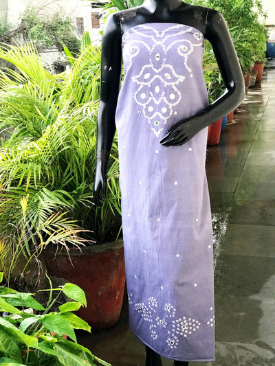 Bandhani cotton kurti fabric with handcrafted mirror work – 2.5m designer fabric