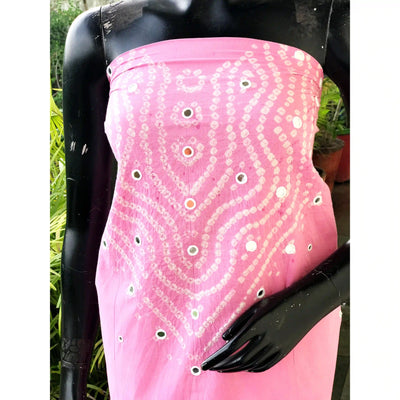 Bandhani cotton kurti fabric with handcrafted mirror work – 2.5m designer fabric