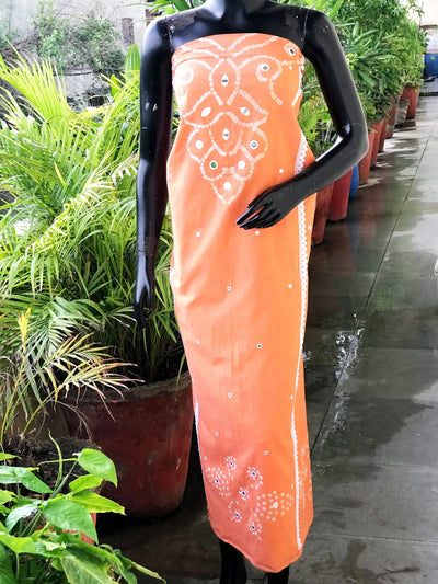 Bandhani cotton kurti fabric with handcrafted mirror work – 2.5m designer fabric