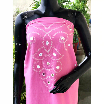 Bandhani cotton kurti fabric with handcrafted mirror work – 2.5m designer fabric